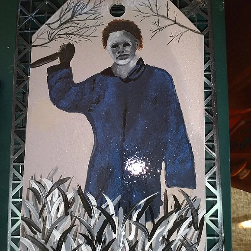 Hand Crafted Michael Myers Art Painting On Wood 13x8